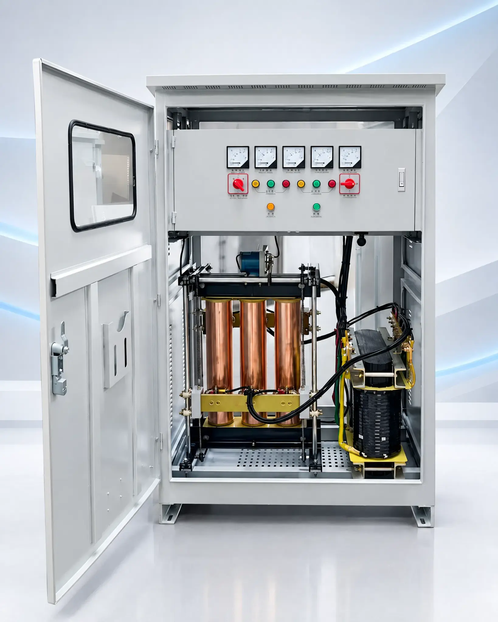 SBW Three-Phase Servo Voltage Stabilizer with Analog Metering Internal structure and production inspection
