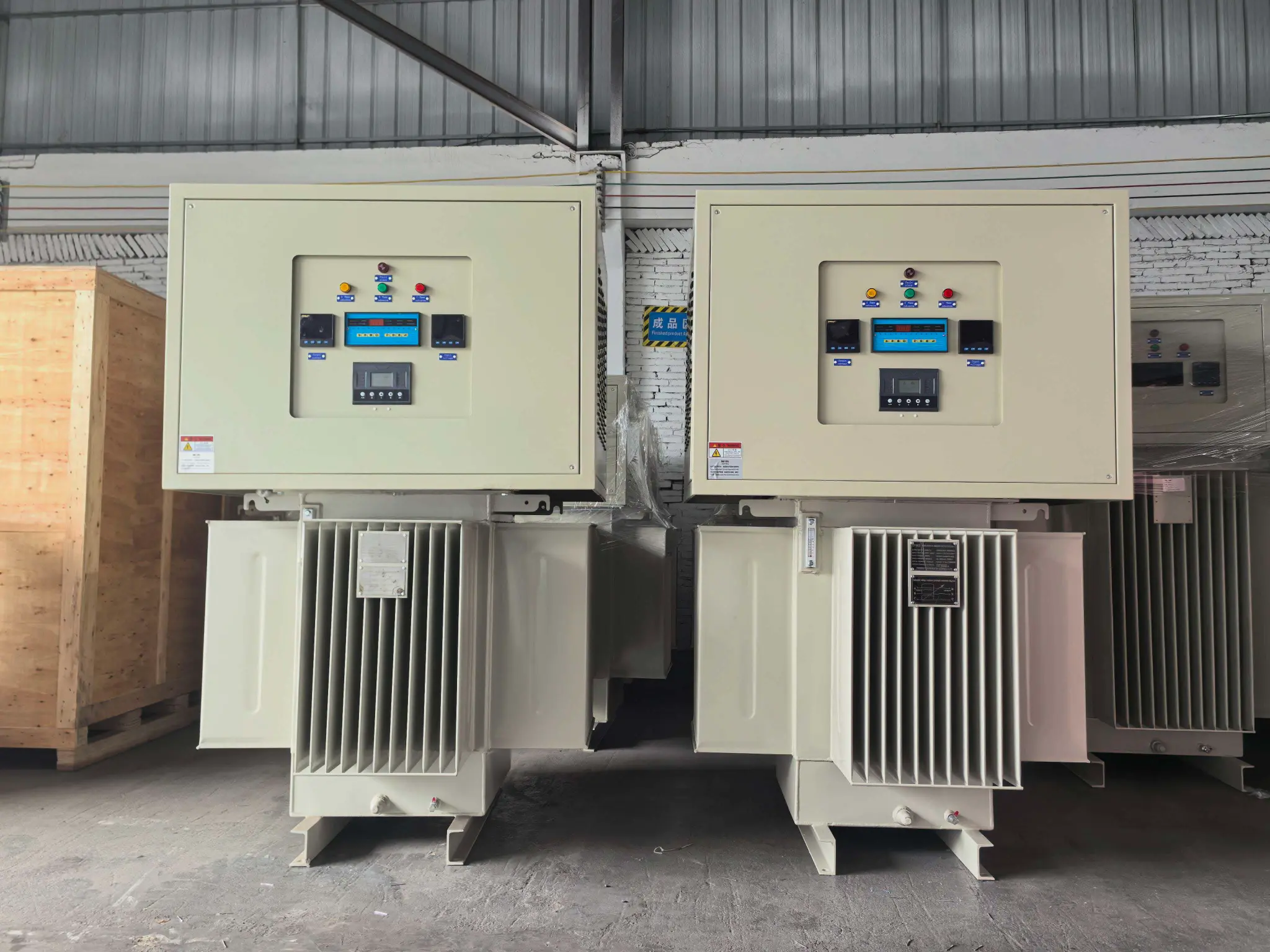 TNSJA Oil-Immersed Voltage Stabilizer — Dual Unit Internal structure and production inspection