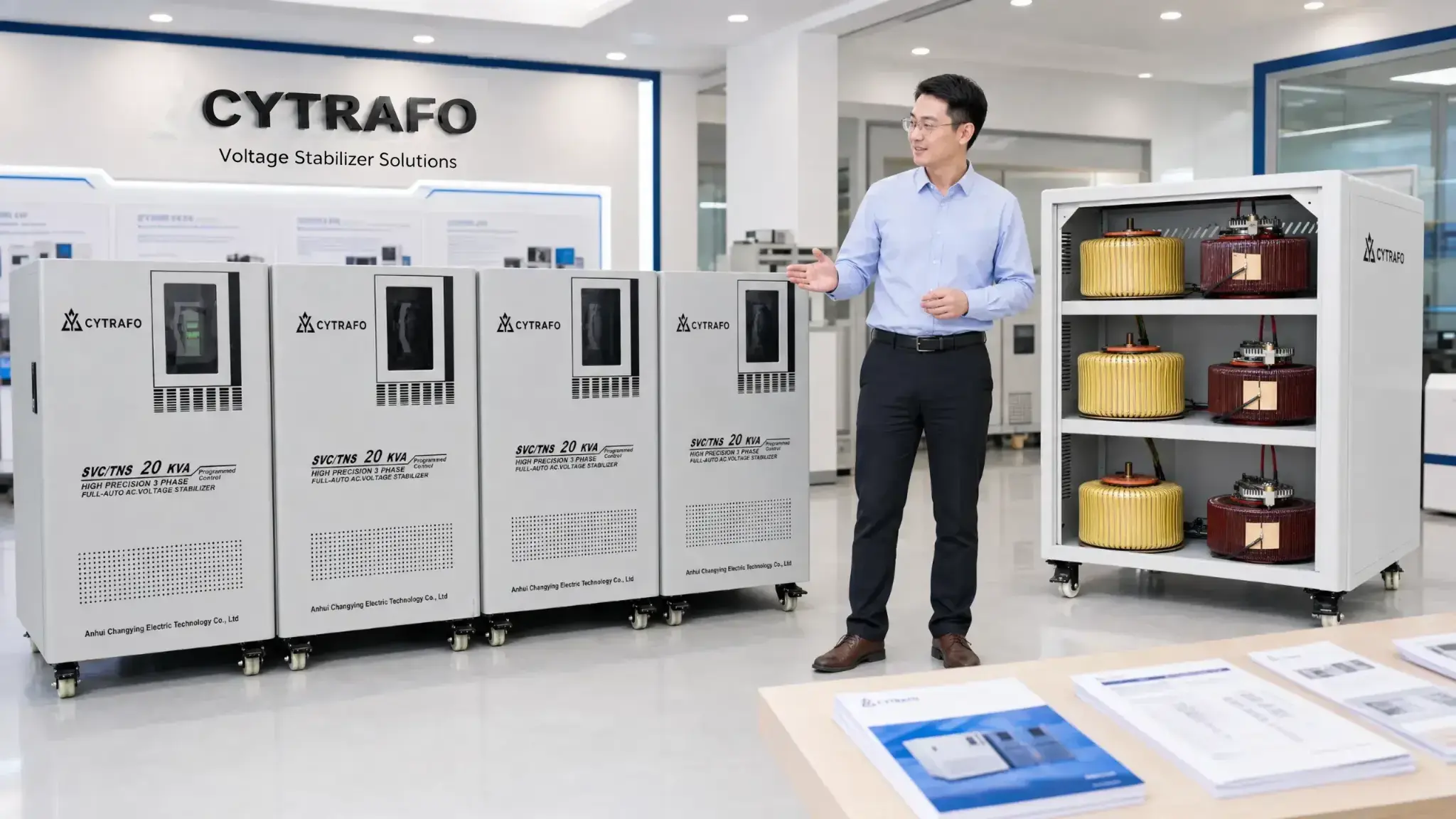 CYTRAFO precision three-phase SVC TNS voltage stabilizer product range